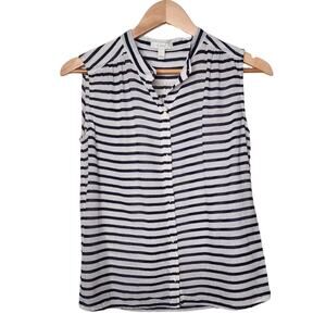 J.Crew Blue Striped Cotton Sleeveless Top 0